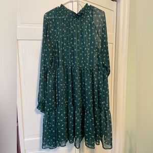 Floral Green Long Sleeve Dress